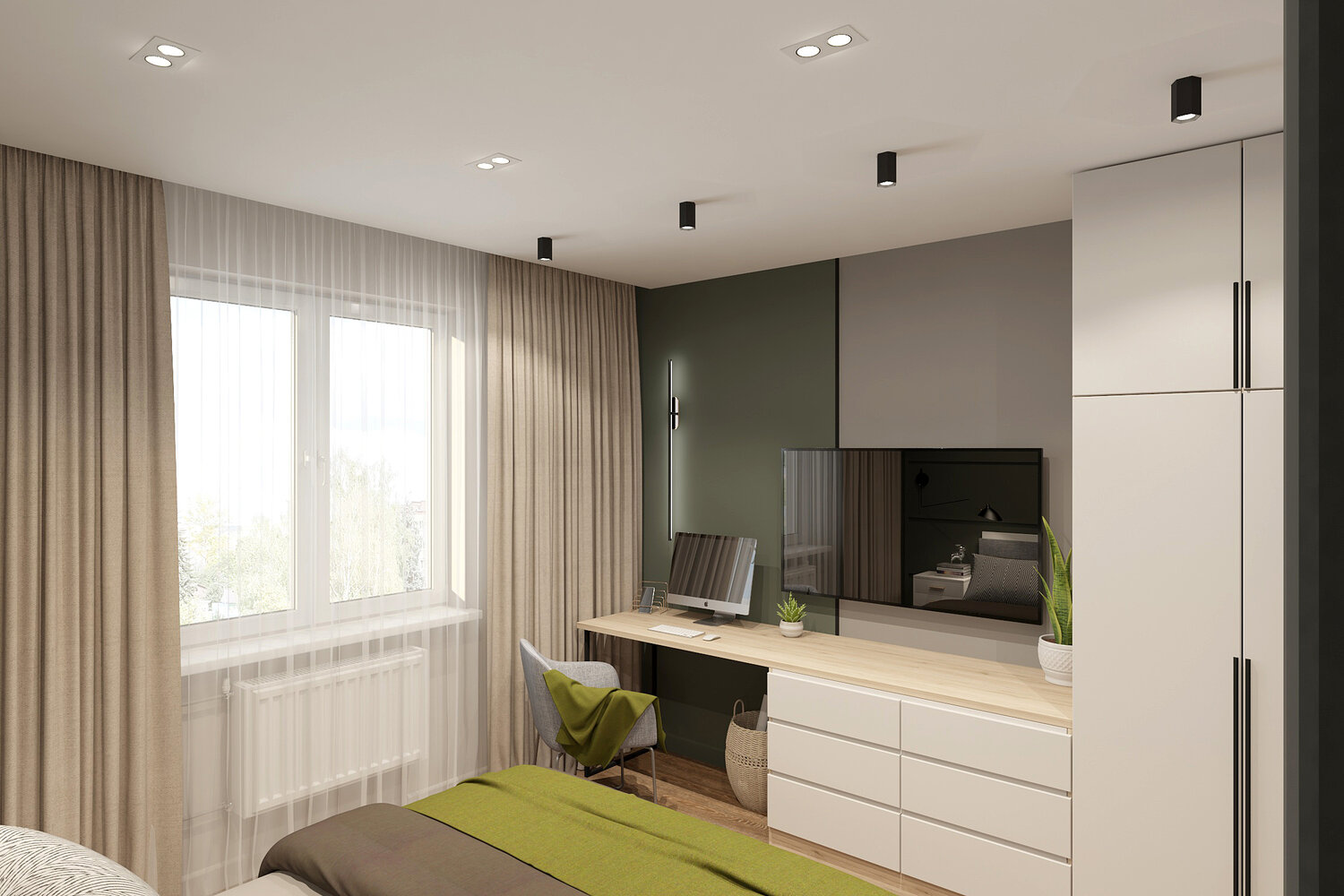 дизайн интерьера спальни, комната в современном стиле, интерьер спальни, дизайн интерьера, дизайн интерьера комнаты