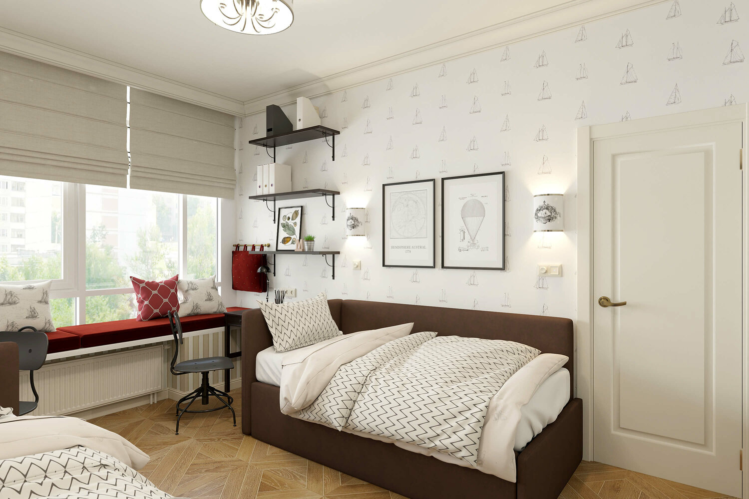 интерьер комнаты, дизайн интерьера комнаты, дизайн интерьера, дизайн маленькой спальни, интерьер спальни