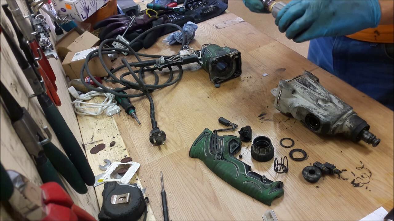 сборка перфоратора хитачи dh24pc3, перфоратор, сломанный перфоратор макита, макита ga5030 разбор, ремонт перфоратора