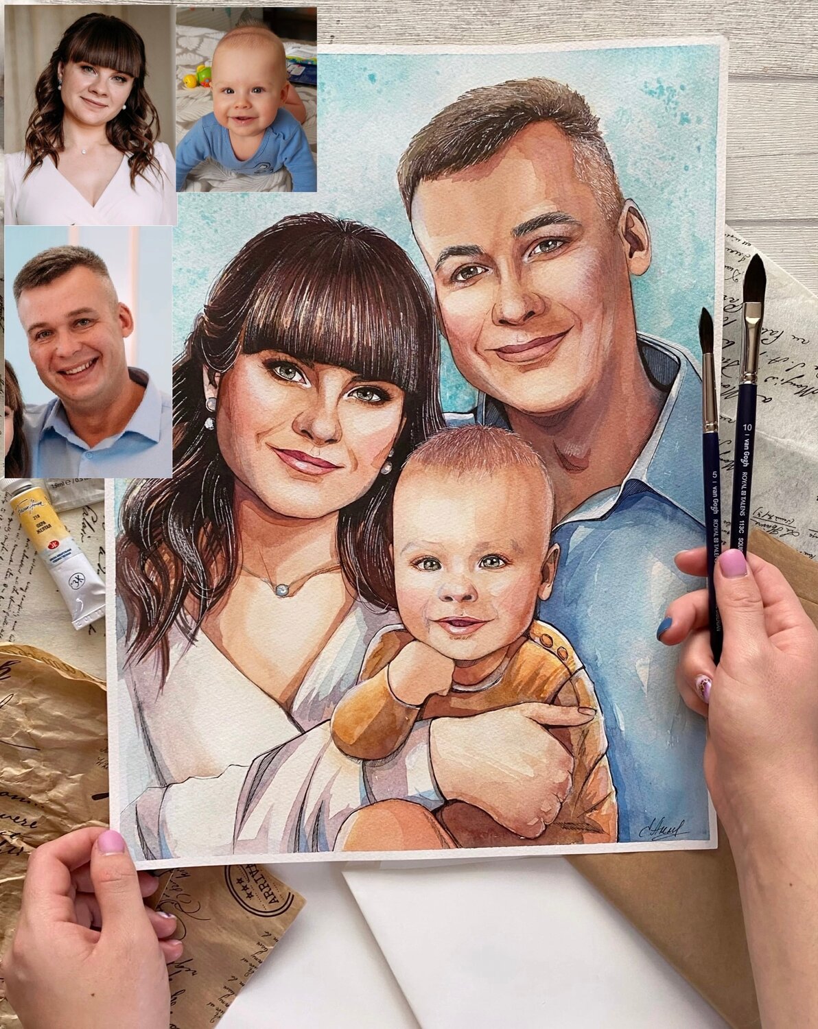 семейный портрет на холсте, портрет на холсте, семейный портрет маслом, семейный портрет, семейный дрим портрет