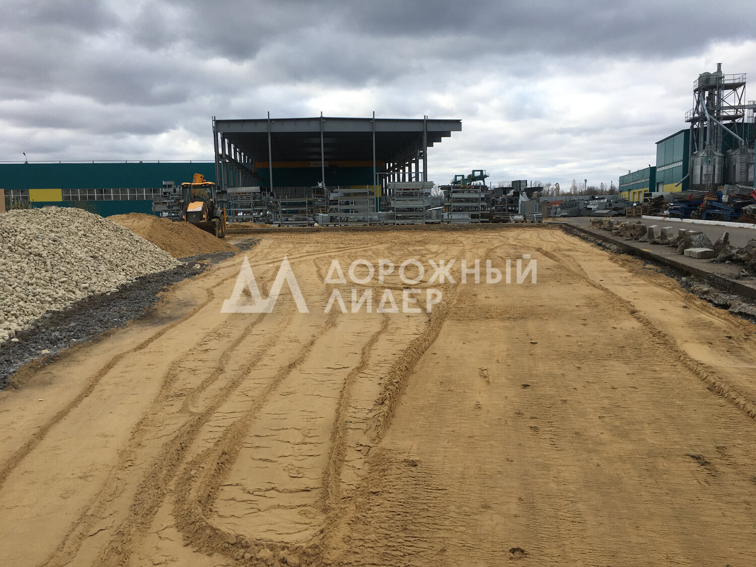 дорожная, строительство, грузовая, дорог, участок