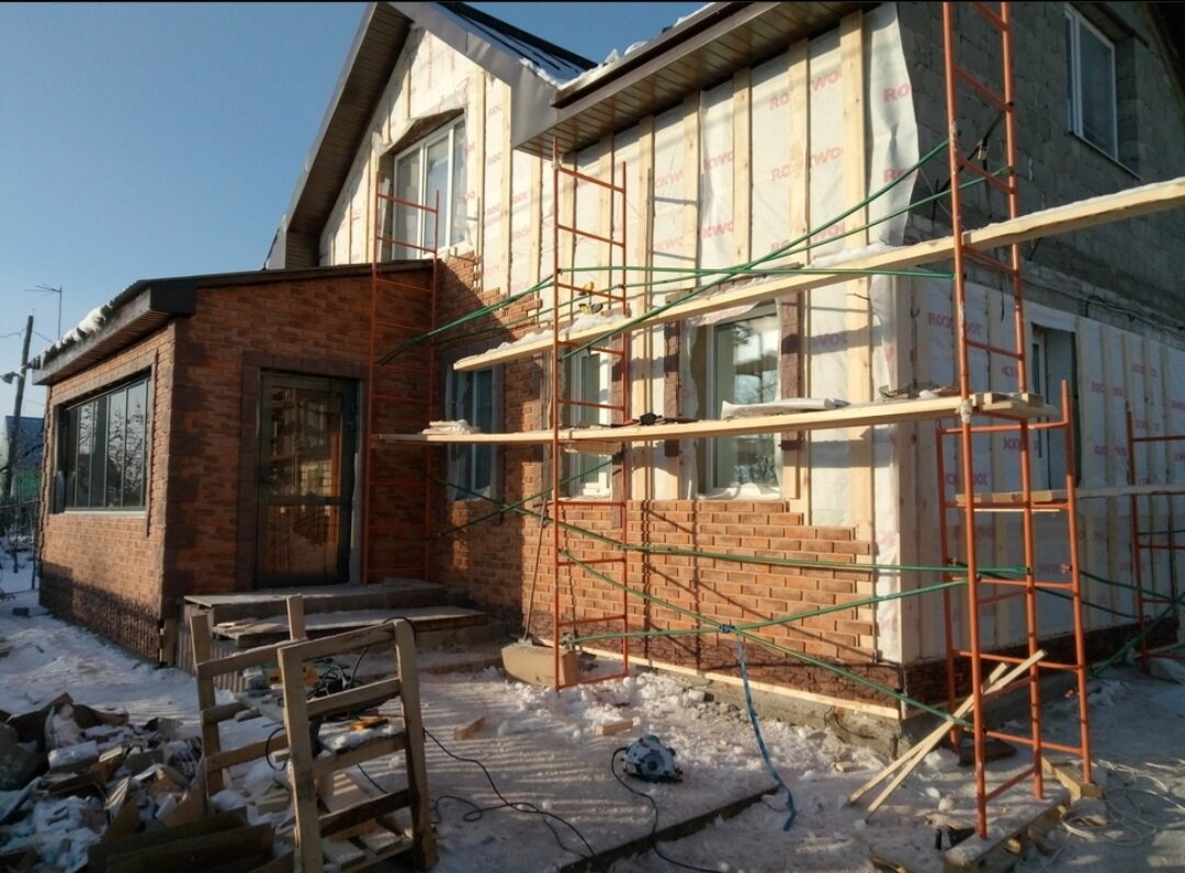 Монтаж фасада из клинкерной плитки