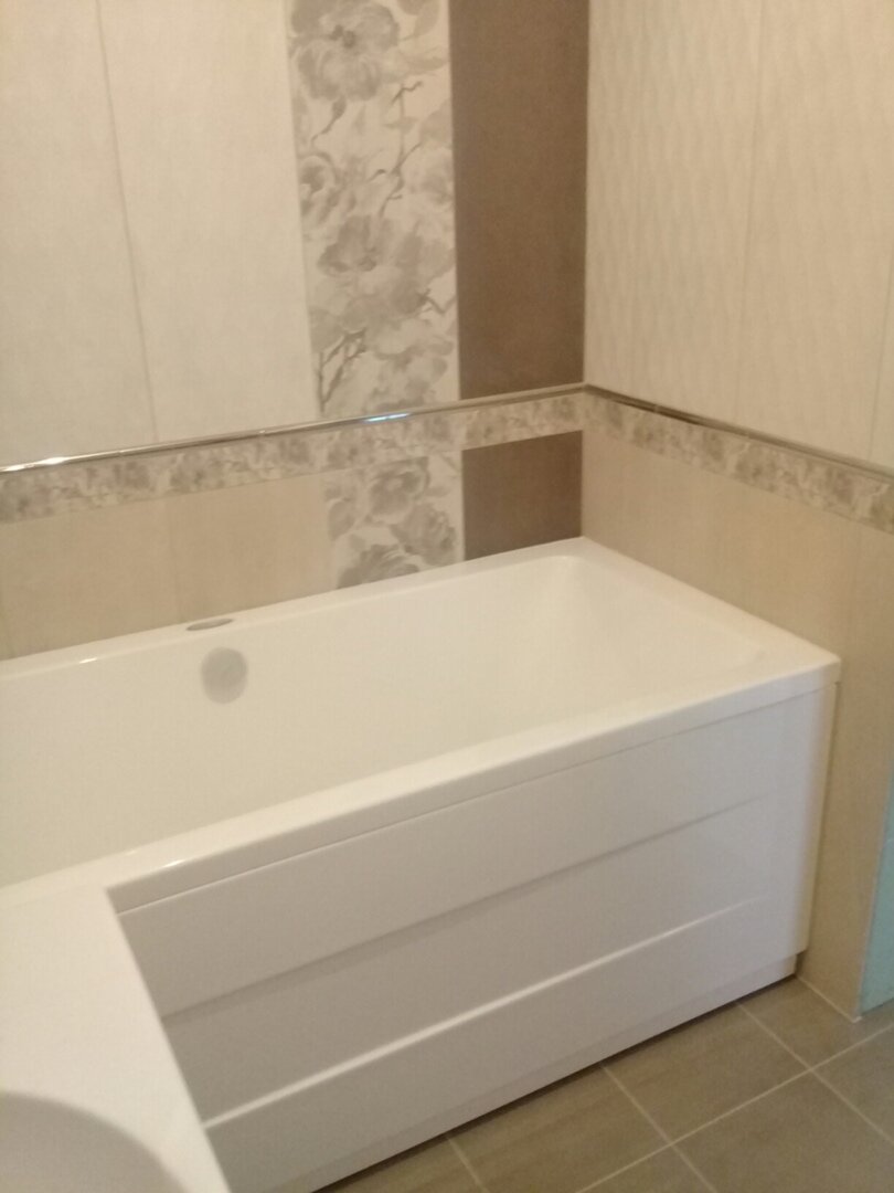 ванна смарт церсанит 170 панель, обход ванны плиткой, ванн, ванная комната, смеситель по центру ванны