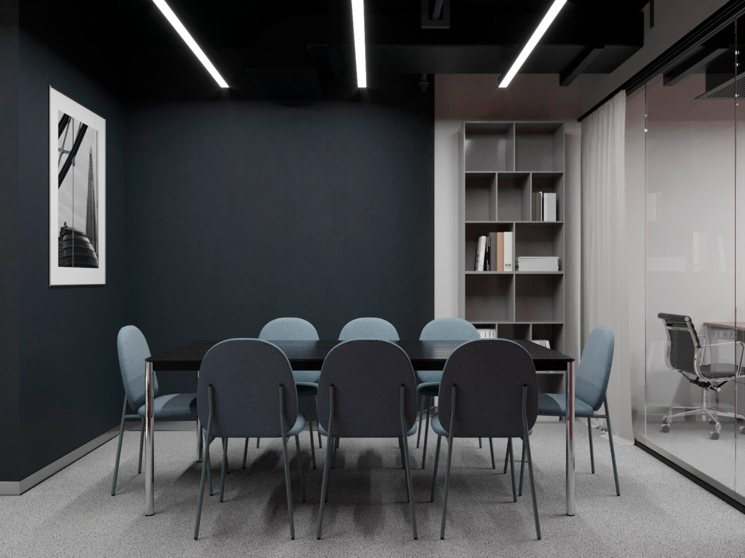 интерьер переговорной, дизайн интерьера, интерьер, кабинет, офис