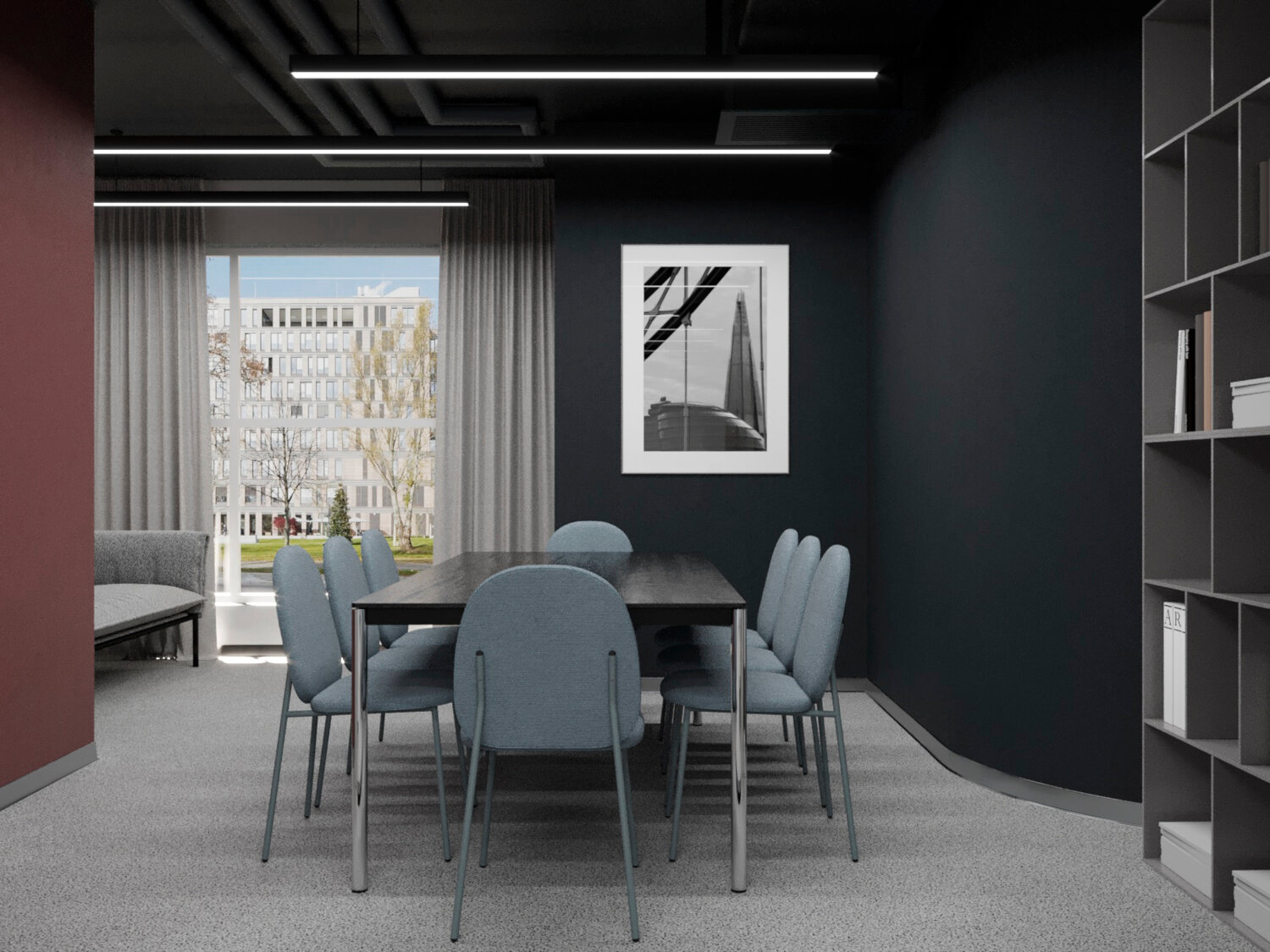 монохромный интерьер офиса, дизайн интерьера, интерьеры юридических кабинетов в стиле минимализм, интерьер, дизайн квартир