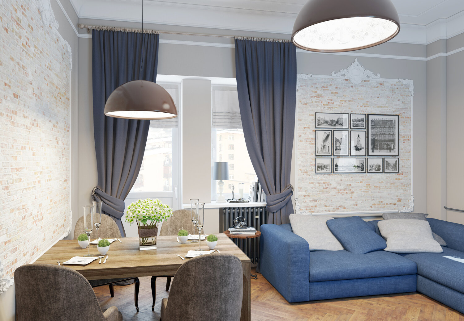 интерьеры квартир, интерьер, интерьер дизайн, кухня гостиная неоклассика, современный интерьер