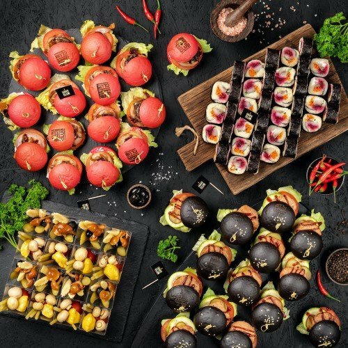 мини бургеры для фуршета, закуска, кейтеринг сеты, закуски фуршетные быстрые, мини бургеры black star