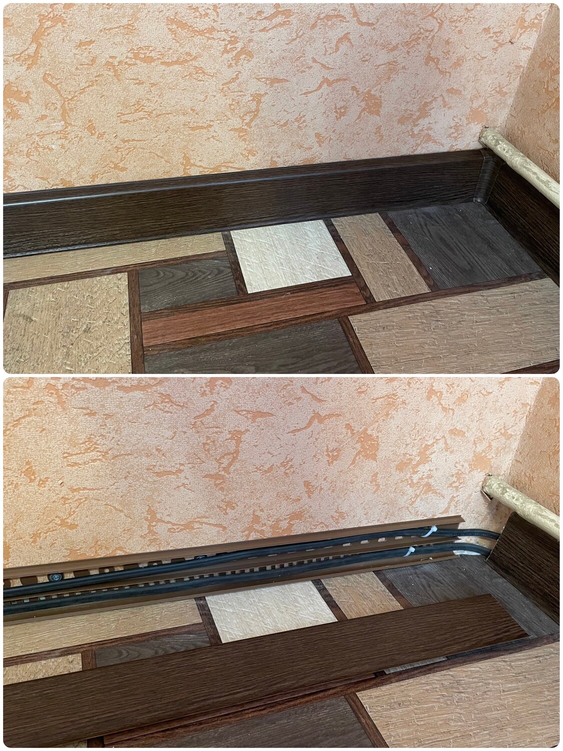 Установка напольного плинтуса с прокладкой кабеля.