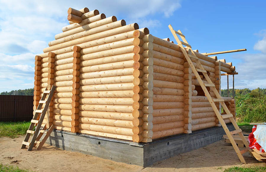 сруб дома, сруб из оцилиндрованного бревна 6х6, сруб из бревна, сруб бани, сруб дома из бревна