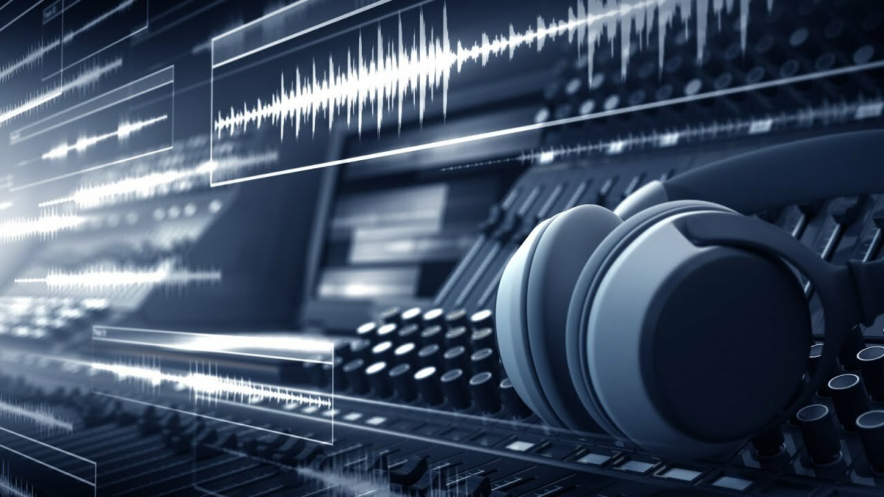 фон студии звукозаписи, сведение музыки, audio track, студии звукозаписи, наушники звукорежиссера