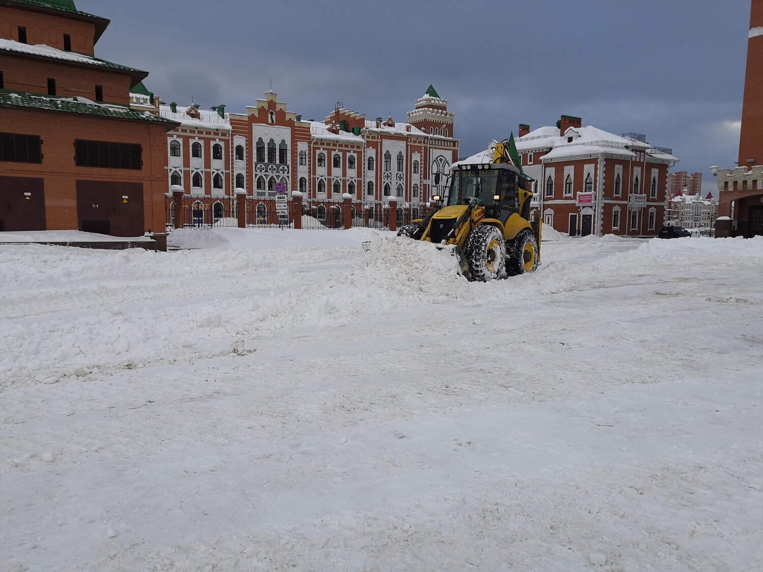 техника, спецтехника, трактор jcb убирает снег, снег, трактор