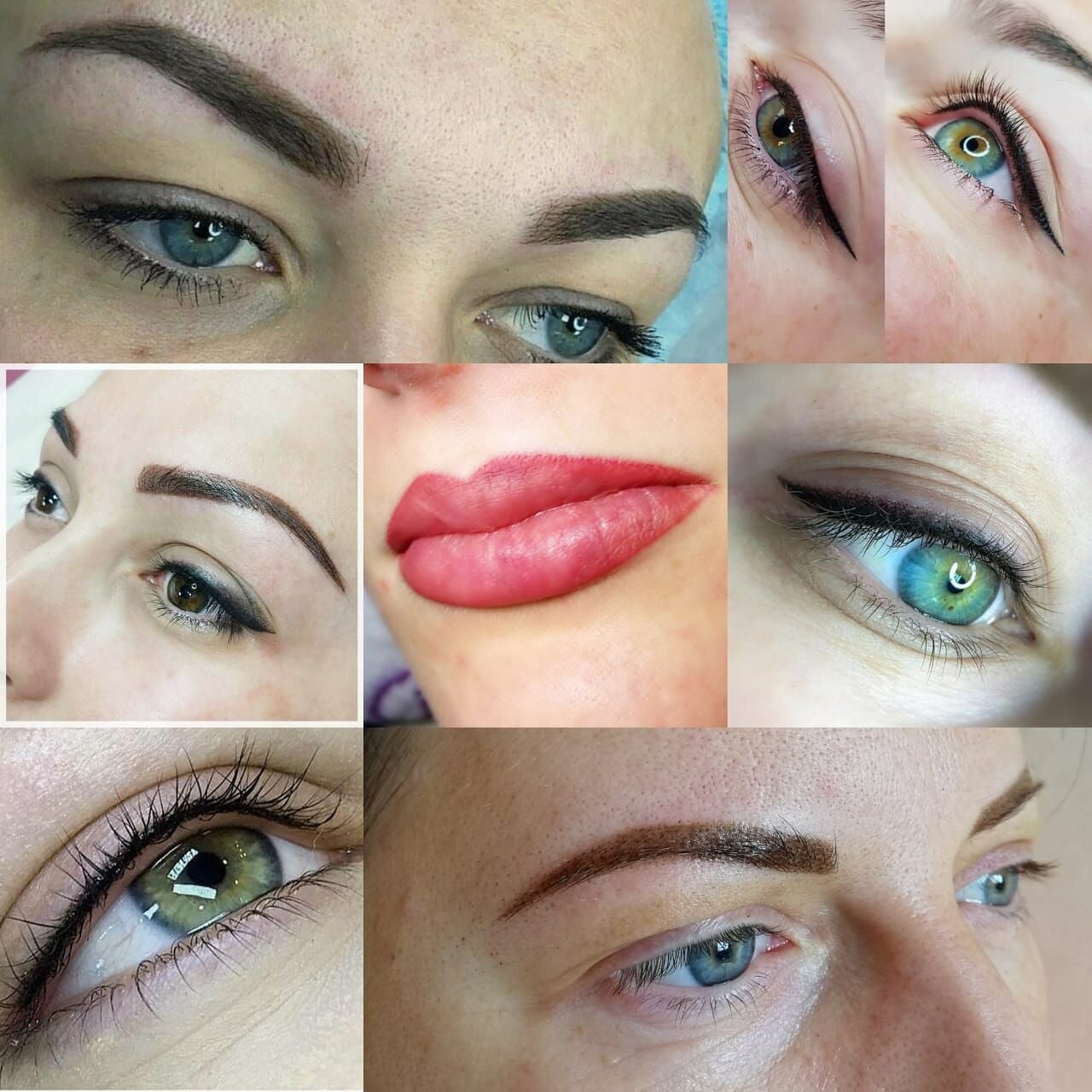 татуаж, перманентный макияж на победы, перманентный макияж коллаж, перманент бровей пудровая техника, перманентный макияж трех зон