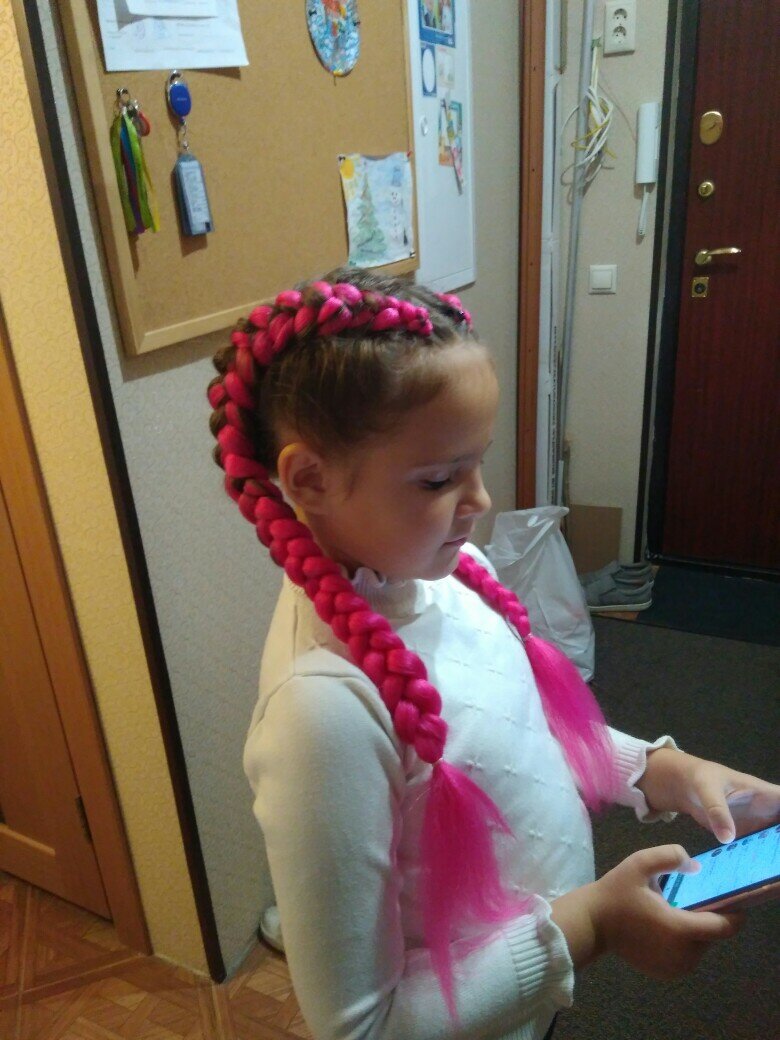 девочка, розовые косички детям, кос, косичка, канекалон на короткие волосы ребенку