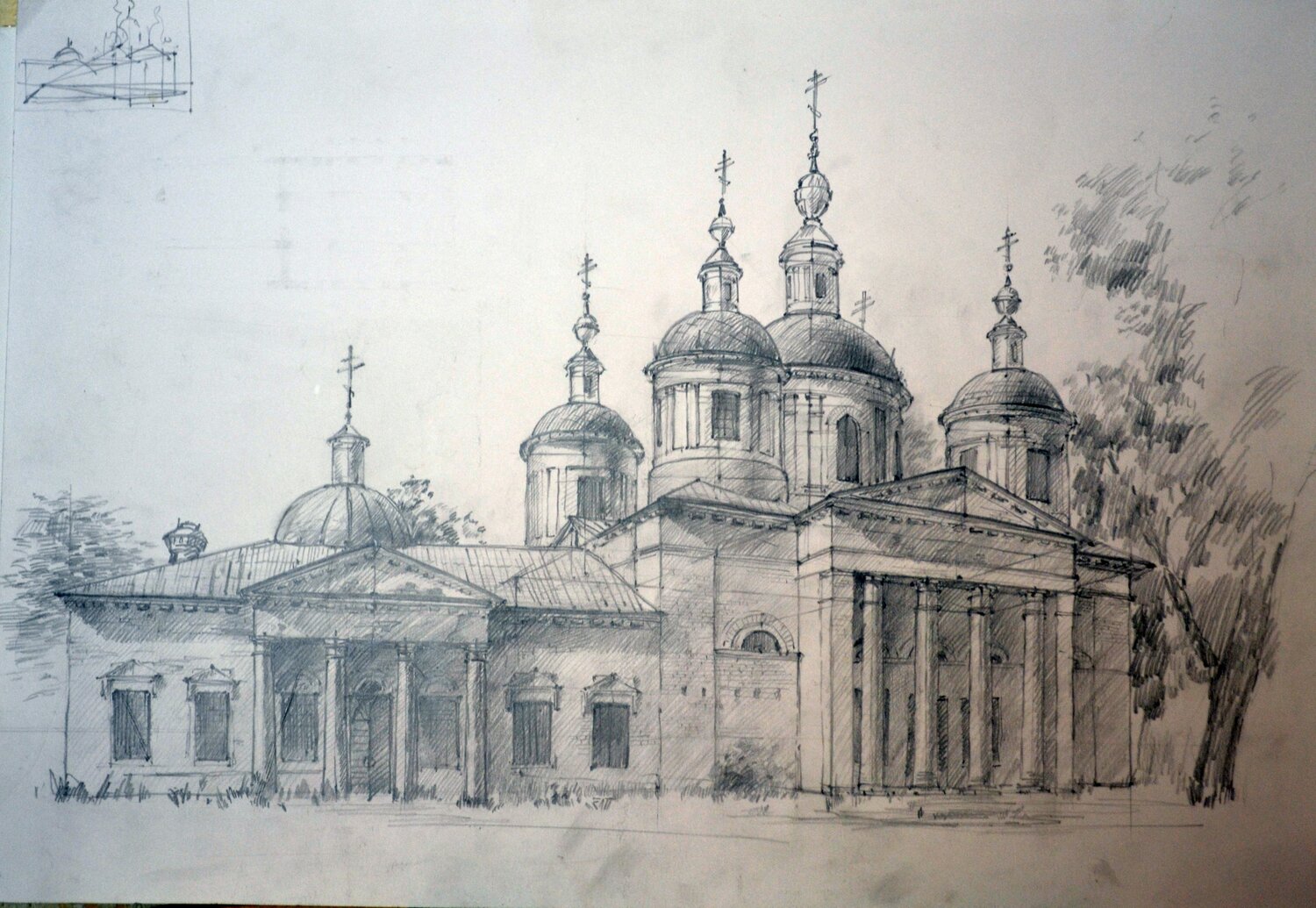 церковь, воскресенский собор в арзамасе карандашом, кашинский воскресенский собор рисунок, храм, димитриевская церковь