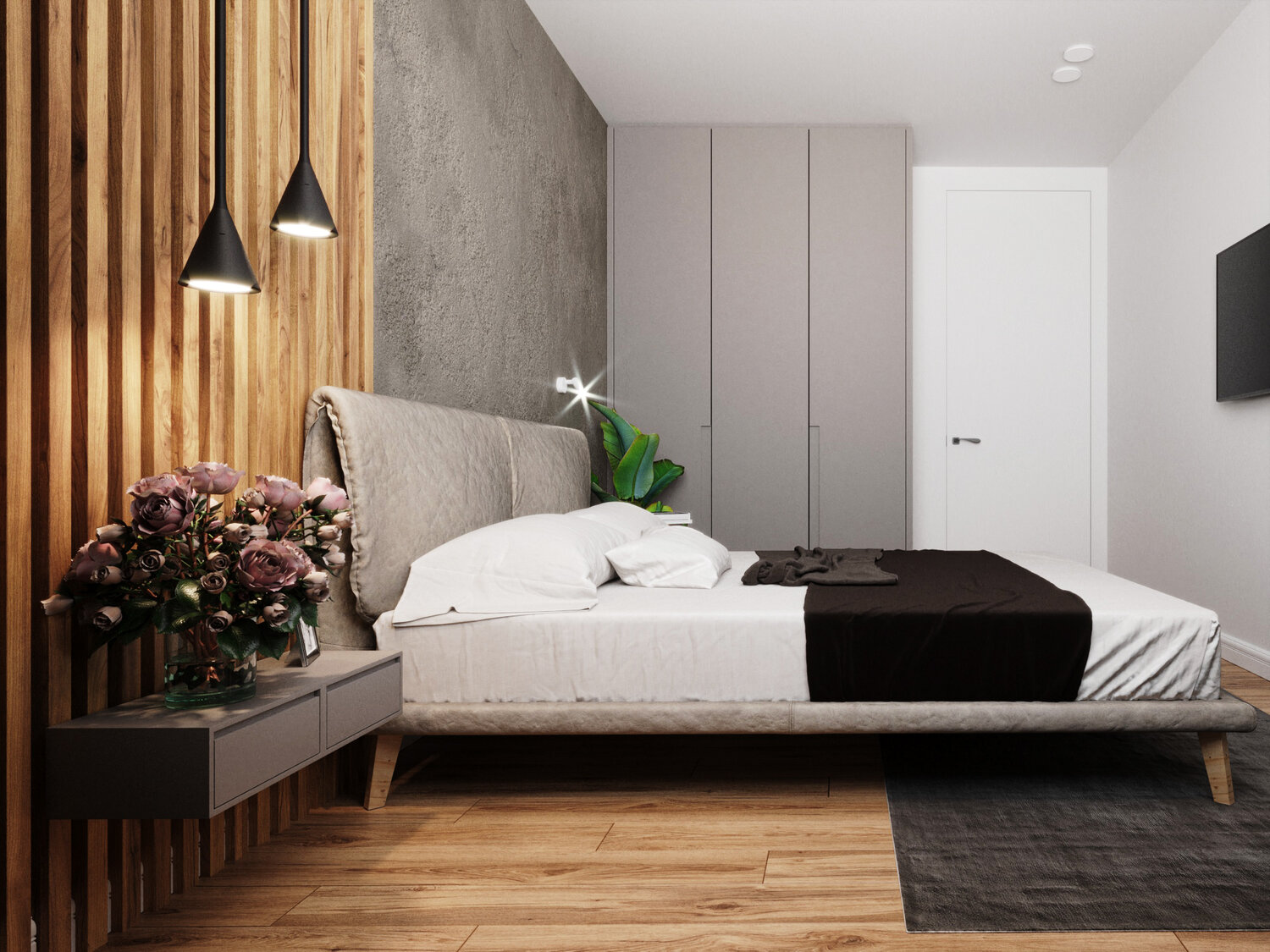 минимализм в интерьере, дизайн спальни, спальни, дизайн интерьера, интерьер небольшой спальни