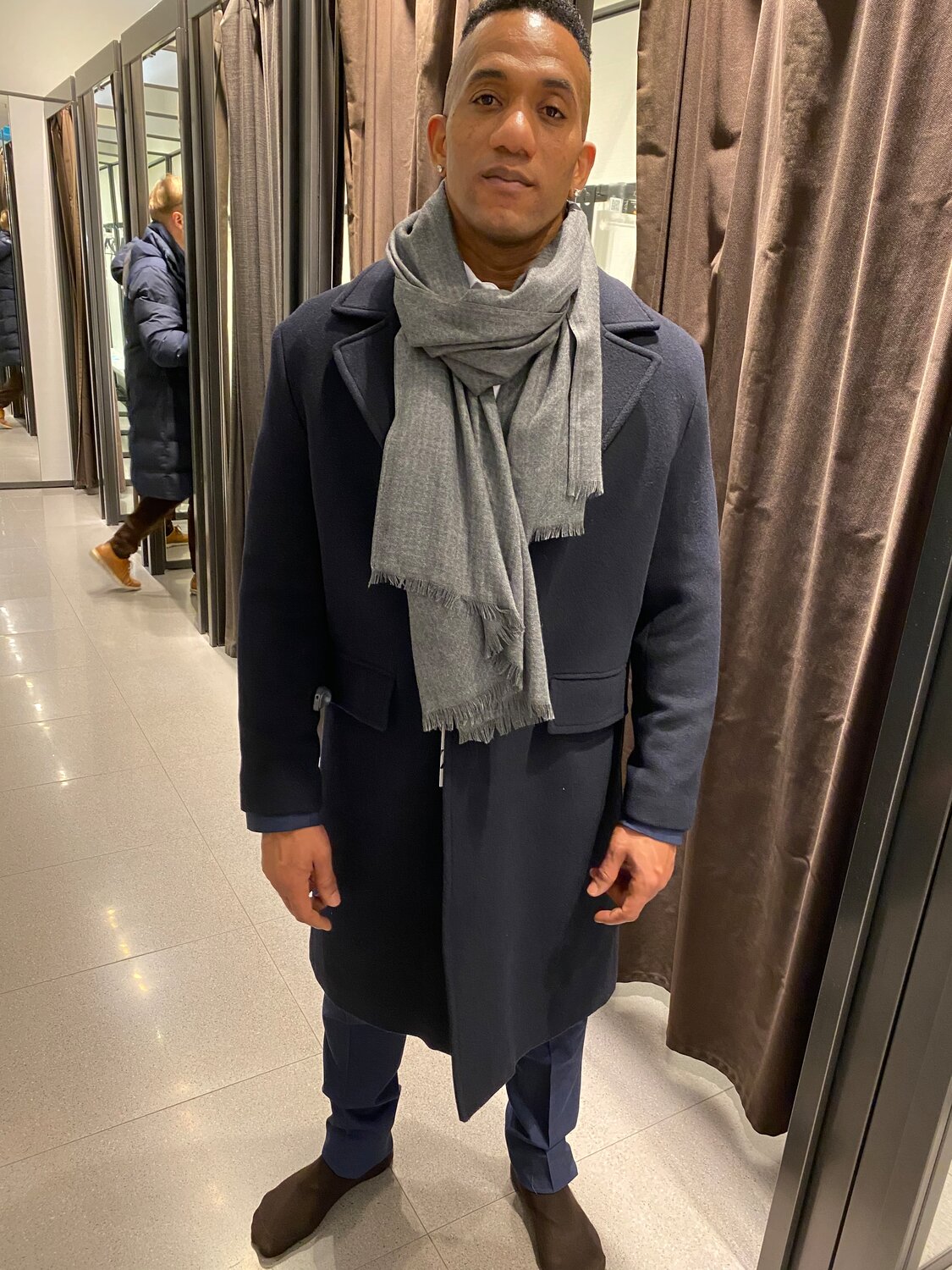 пальто с шарфом, шарф серый, шарф к серому пальто мужское, шарф emerald zegna, шарф zegna
