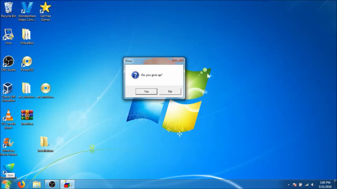 рабочий стол на компьютере с папками, windows xp вирус, windows 7, windows, компьютер