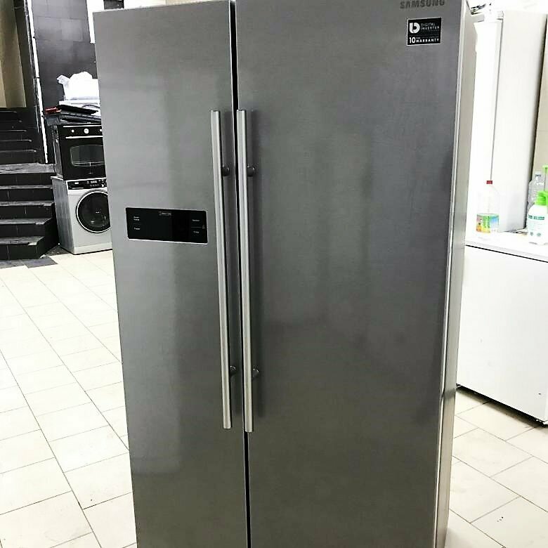 холодильник (side-by-side) samsung rs64r5331b4 в интерьере, холодильник (side-by-side) samsung rs57k4000sa, холодильник side by side, двухдверный холодильник, холодильник большой