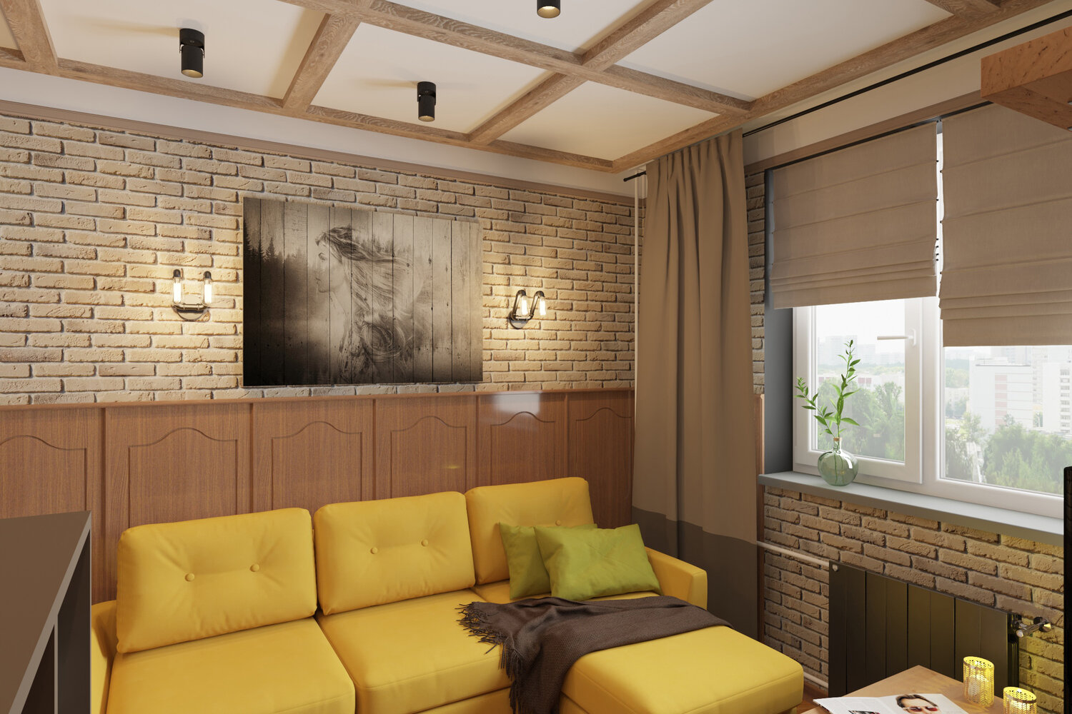 комната отдыха в стиле лофт, освещение в стиле лофт в интерьере, однушка в стиле лофт, дизайн интерьера, квартиры в стиле лофт