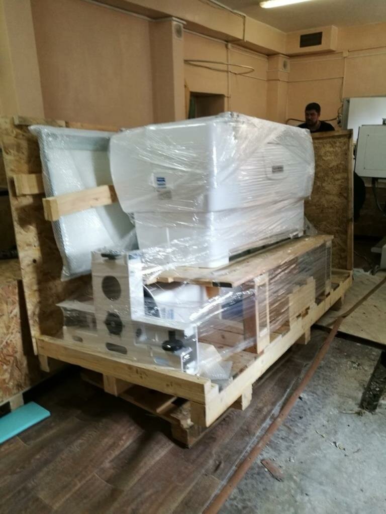 упаковка, упаковка контейнер с пленкой, запчасти, упаковка котла, жесткая упаковка деловые линии