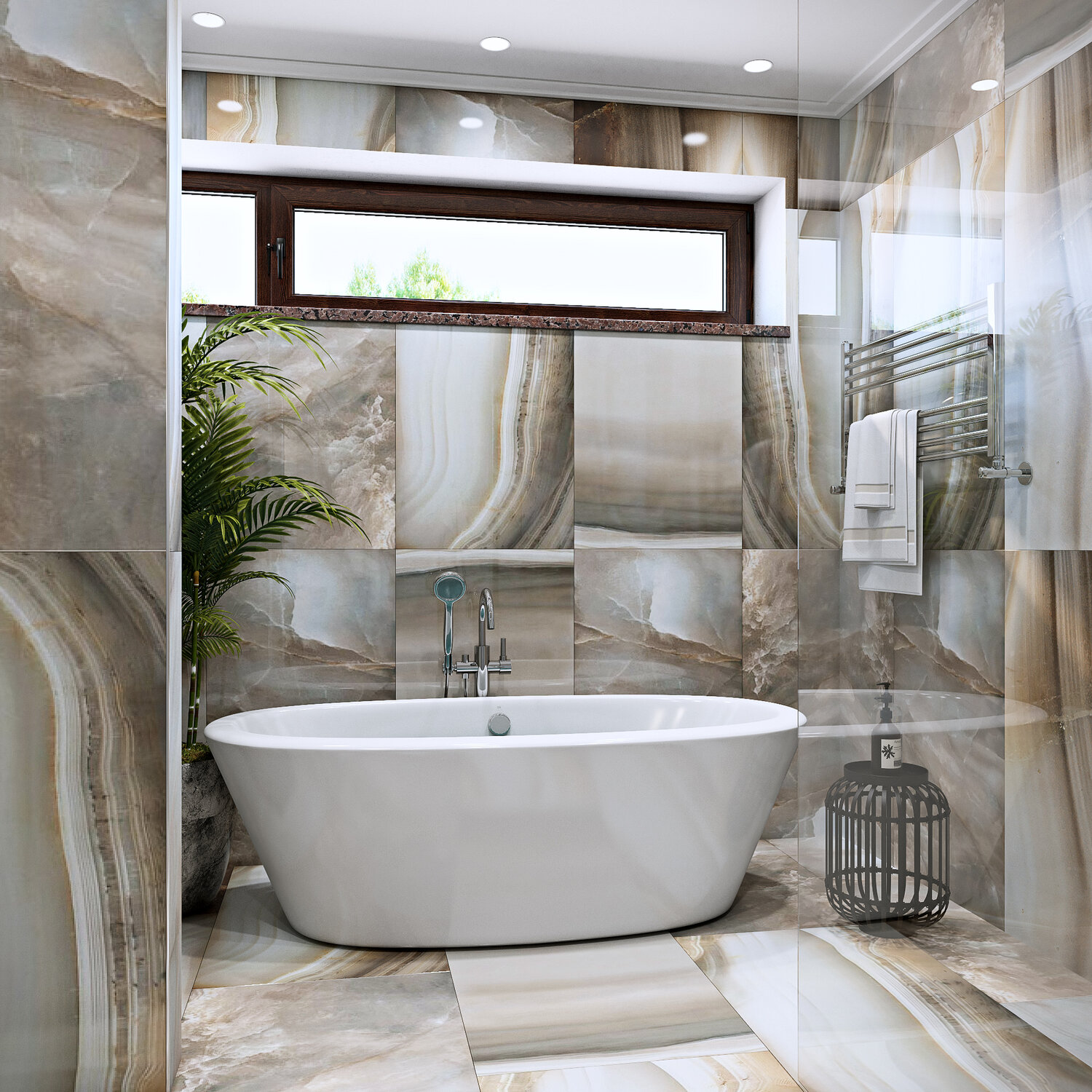 ванна из мрамора, ванна отдельностоящая, ванна, ванная комната, современная ванная