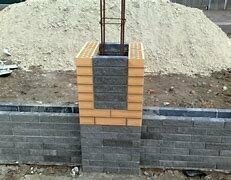 столбы из кирпича, кладка кирпичных столбов, кирпичные столбы для забора, кирпич для столбов забора, заборные столбы из кирпича