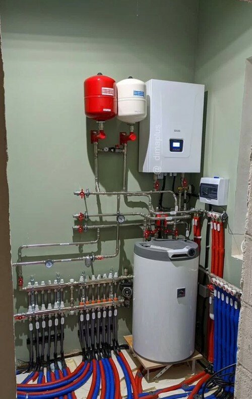 обвязка бойлера протерм, котельная в доме, комплект бойлер immergas victrix, котельная в частном доме, монтаж котельной