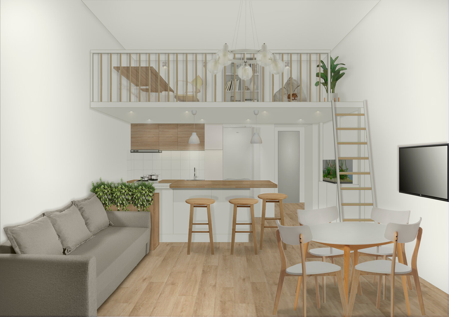 интерьер дома, дизайн дома, двухуровневая студия 24м2, квартира интерьер, дизайн квартиры студии