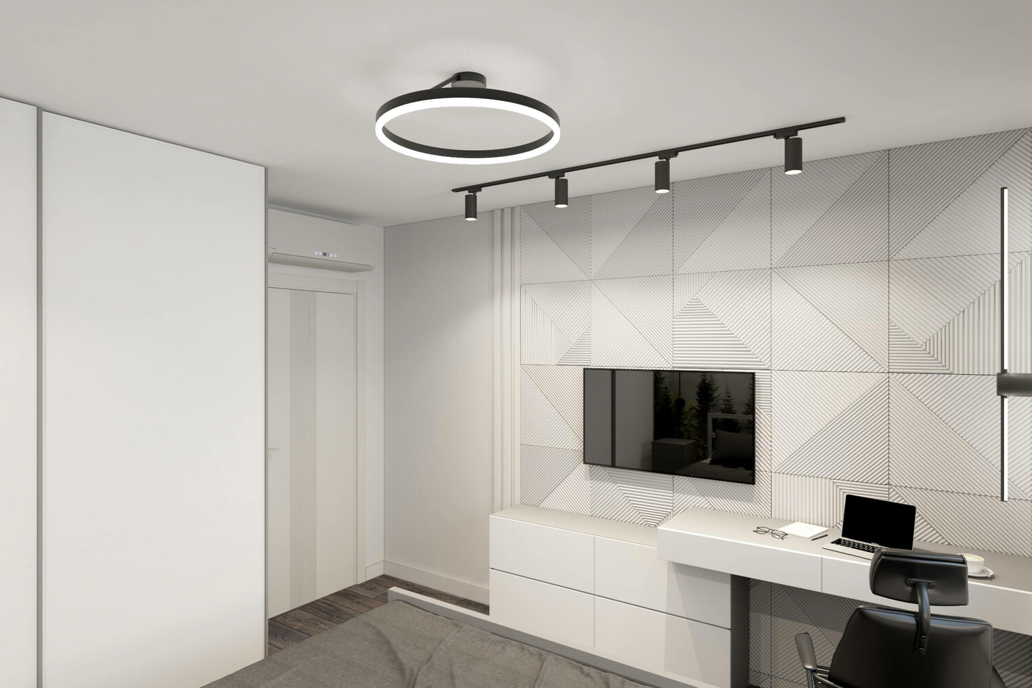 архитектура дизайн, кабинет в стиле минимализм, серебряный интерьер минимализм, дизайн интерьера, минималистичный интерьер