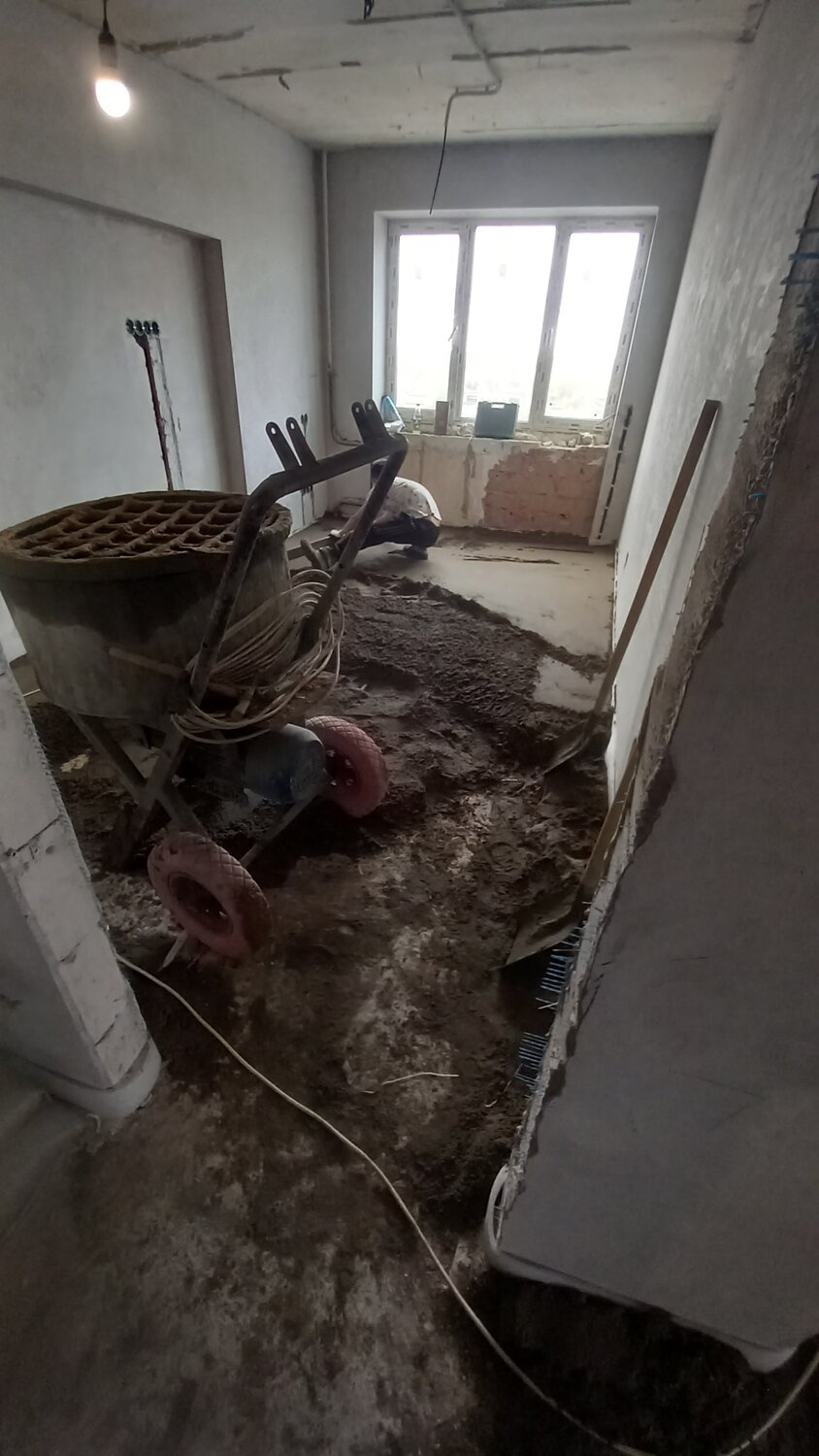 стяжка пола, стяжка пола в квартире, полусухая стяжка пола, стяжка пола штукатурка стен, полусухая стяжка