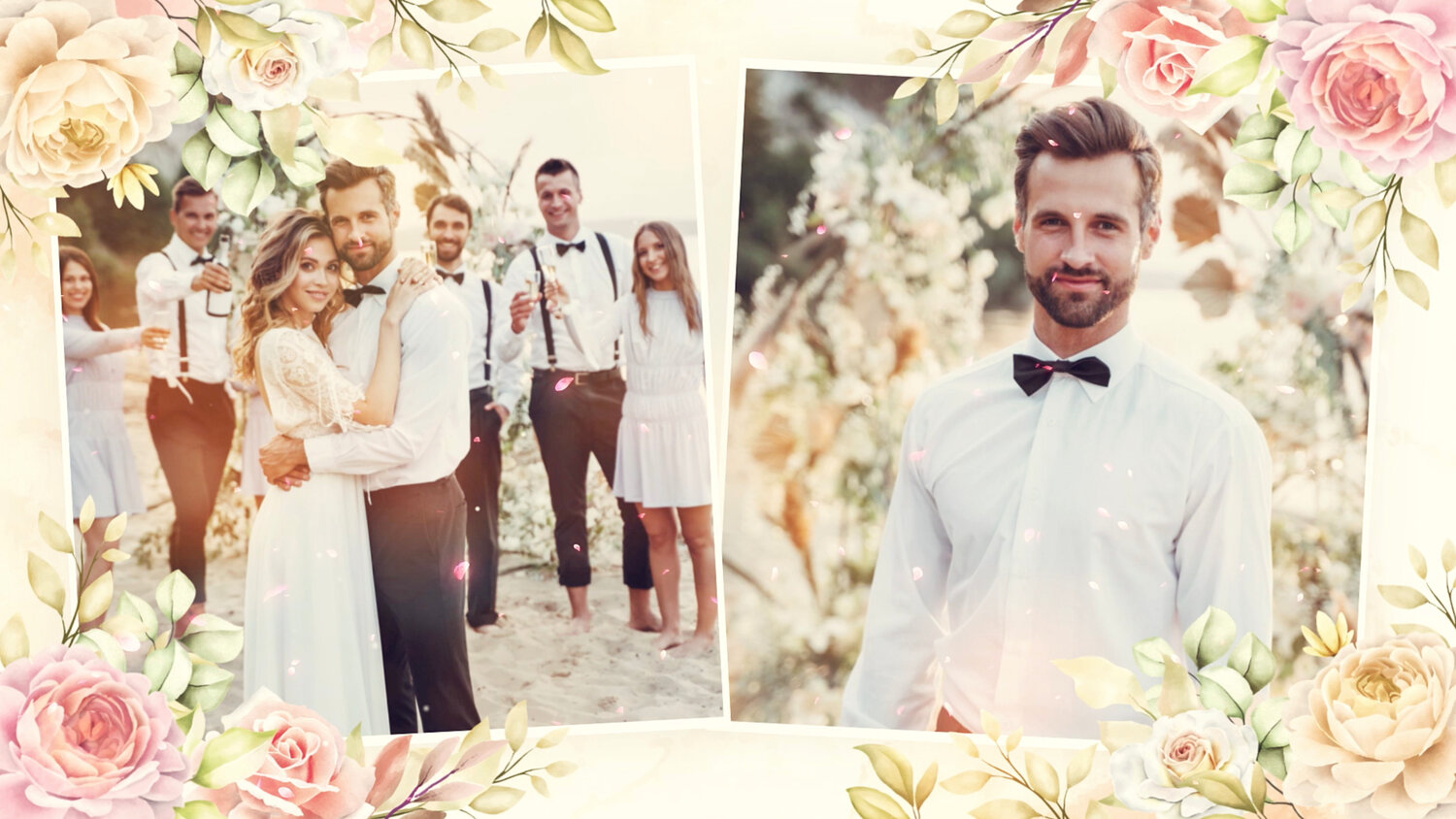 на свадьбе, свадебная фотосессия, свадебный, floral wedding photos - after effects project, красивая невеста