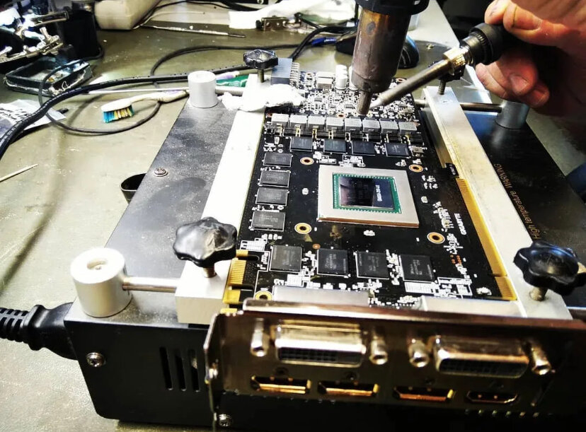 реболл видеокарты, ремонт видеокарт, rx580 repair gpu, чип видеокарты 1080, бга реболл видеокарты