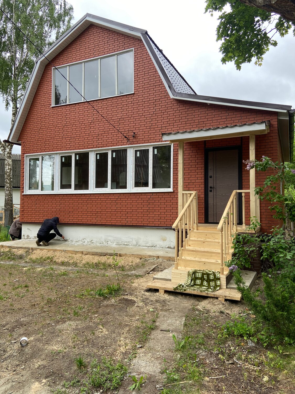 Установка фасадных панелей.