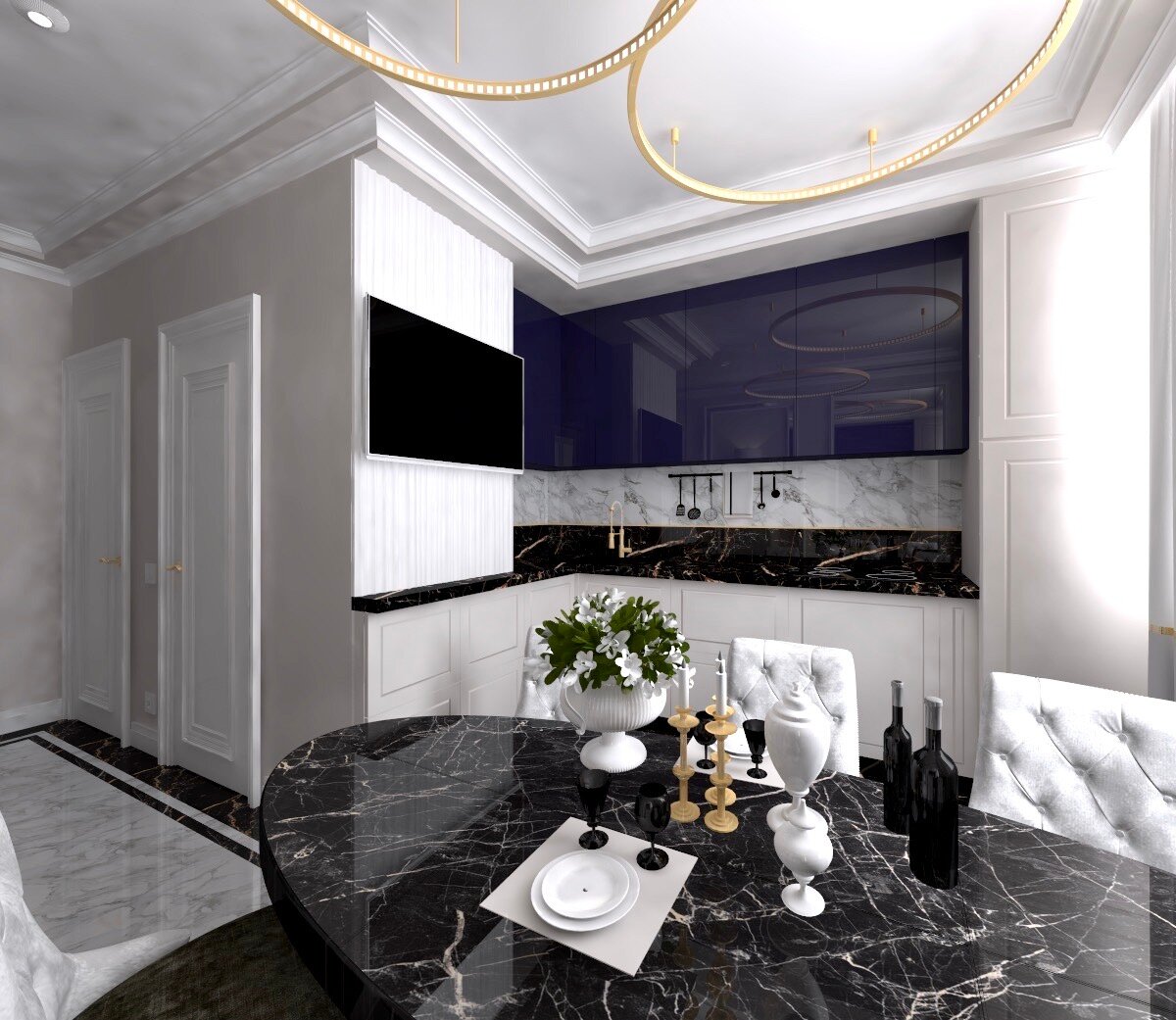 неоклассика дизайн, дизайн интерьера кухни, интерьер кухни, неоклассика кухня, дизайн интерьера