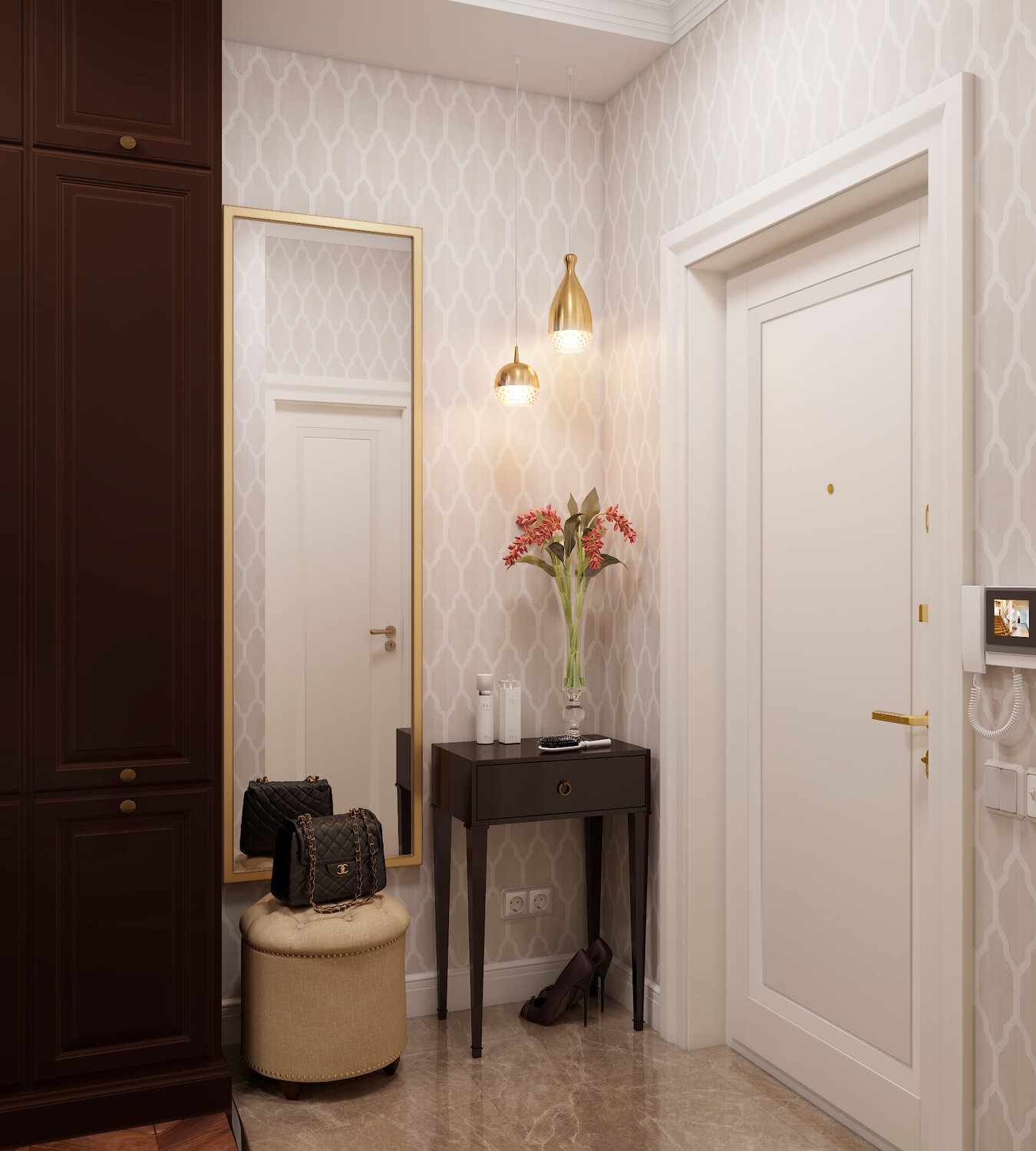 интерьер прихожей, прихожая дизайн, прихожая в стиле неоклассика, прихожая дизайн интерьера, прихожая в стиле