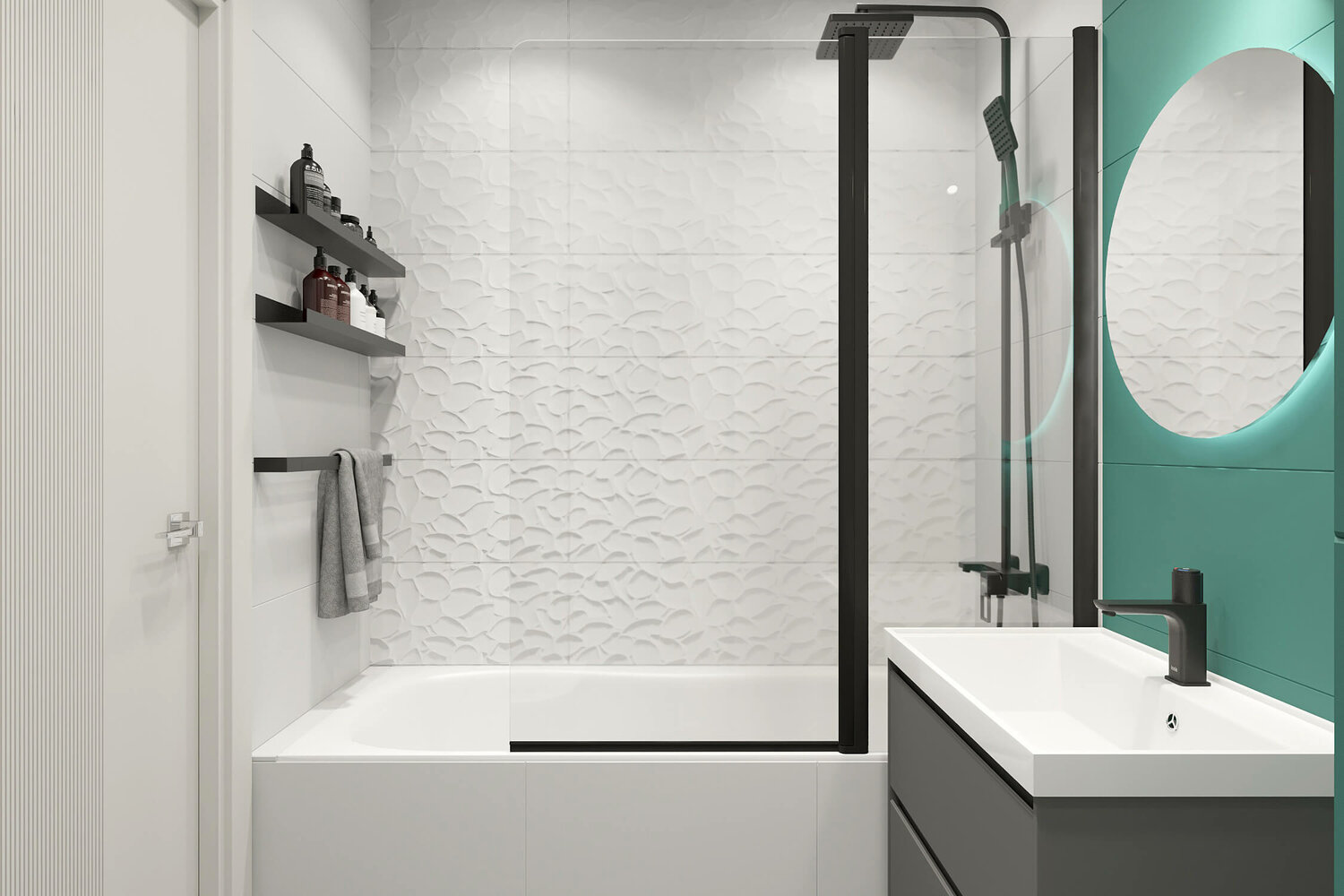 ванная комната интерьер, ванная комната дизайн, белая рельефная плитка в ванную, ванная комната, белая плитка для ванной