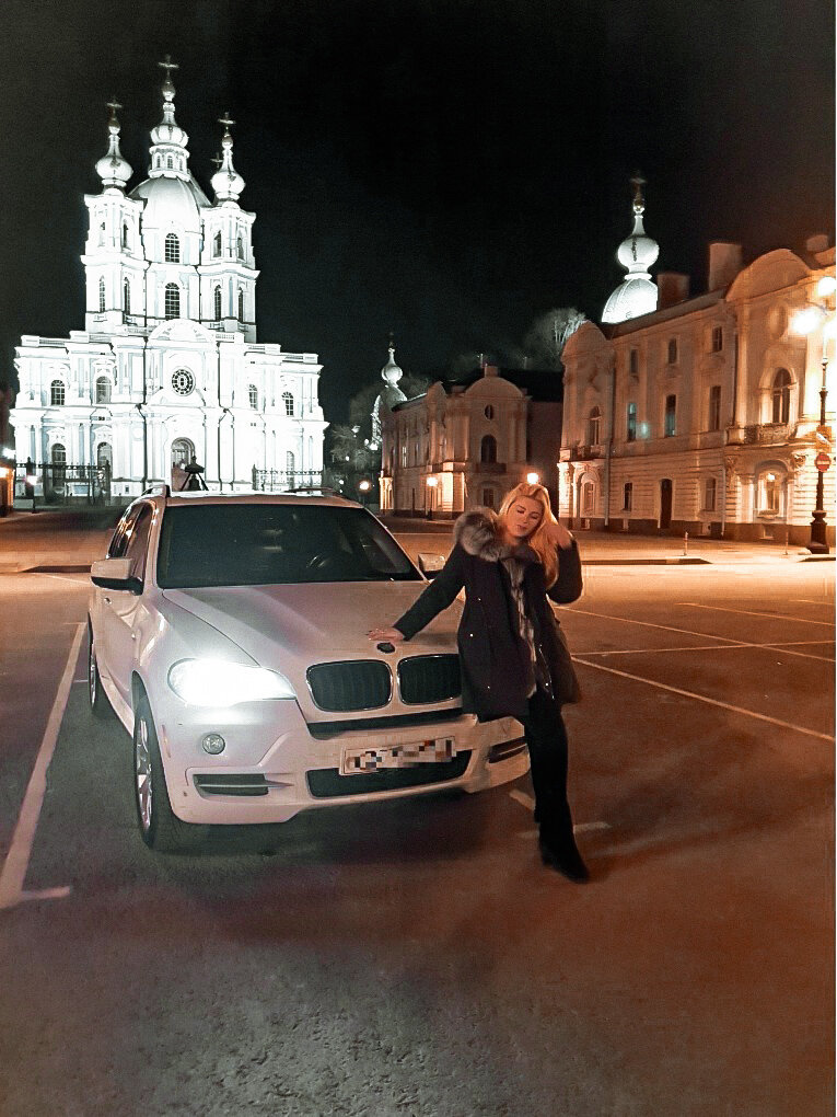 авто, ночной петербург смольный, автомобиль, черный мерседес, ночной петербург