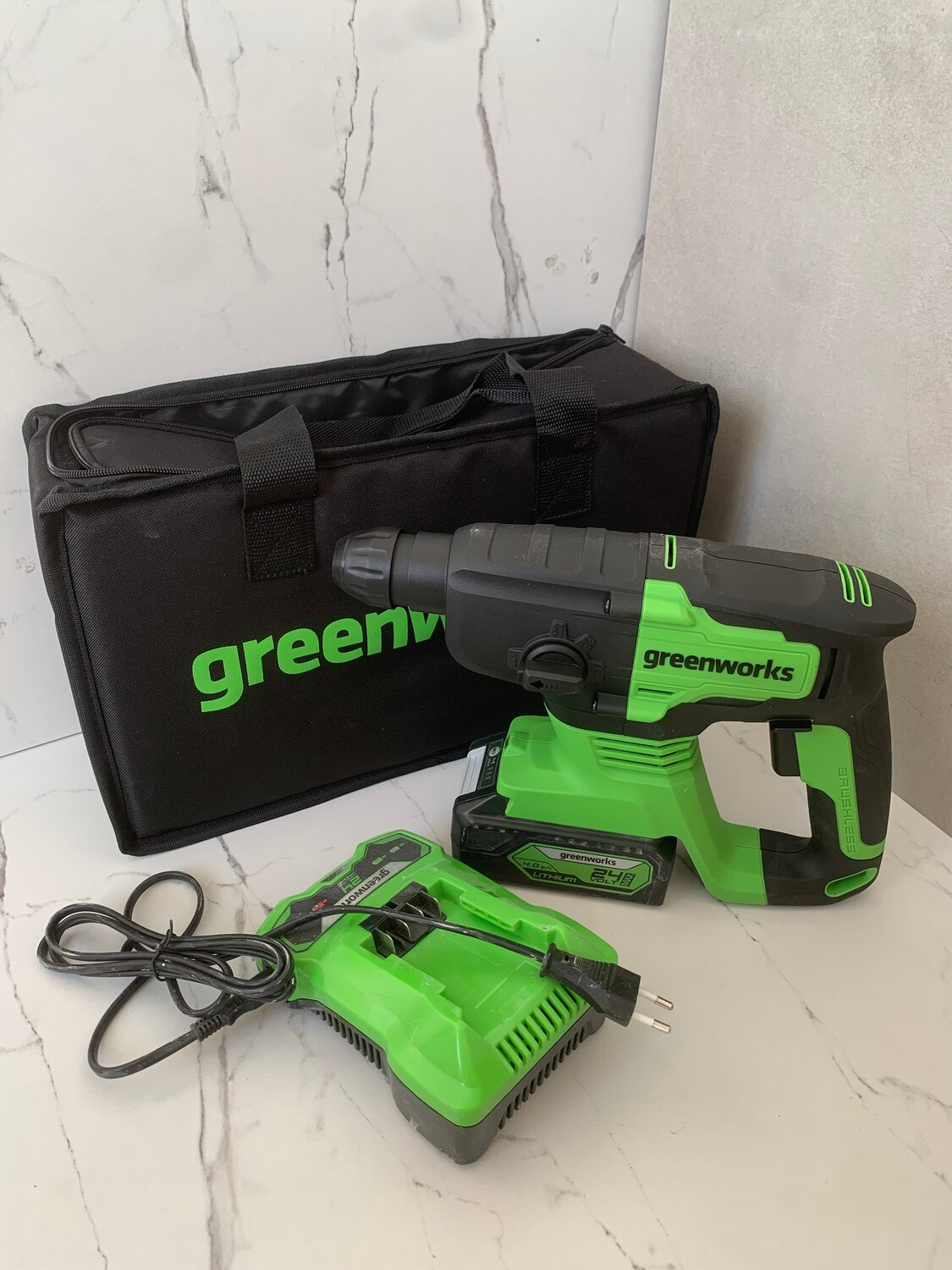 перфоратор аккумуляторный greenworks, перфоратор аккумуляторный бесщеточны greenworks, аккумуляторный бесщеточный перфоратор greenworks, перфоратор гринворкс аккумуляторный, greenworks gd24sds1
