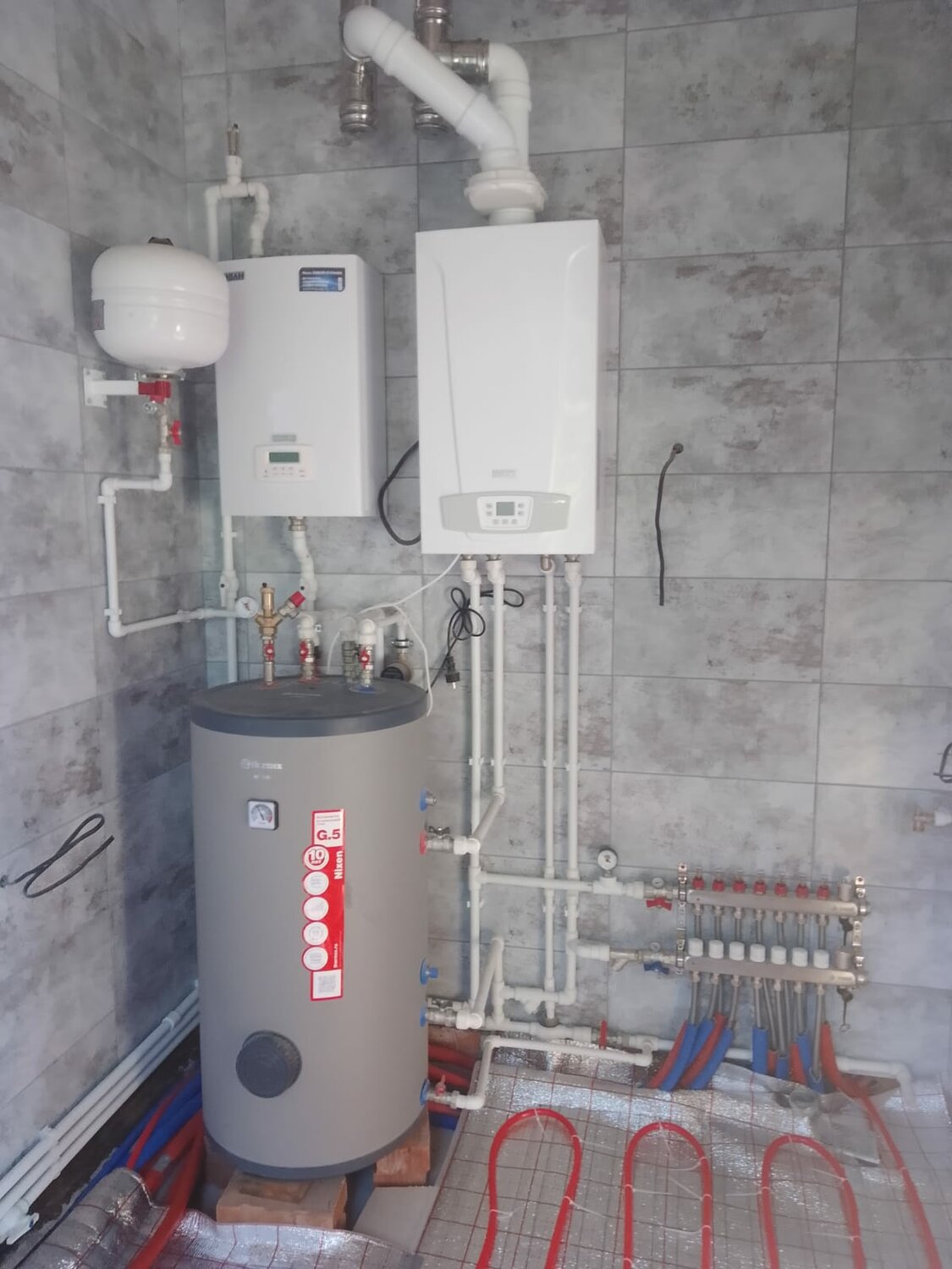 бойлер косвенного нагрева для газового котла, котельная в доме, бойлер косвенного нагрева protherm fe 150/6 bm (150л, котельная с одноконтурным котлом и бойлером косвенного нагрева, обвязка газового котла с бойлером косвенного нагрева