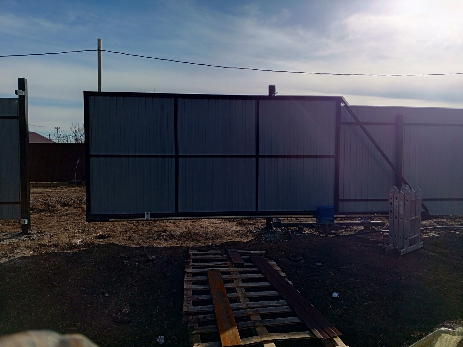 ворота откатные, откатные ворота 4 метра, откатные ворота под ключ, откатные ворота и калитка, откатные ворота из профнастила