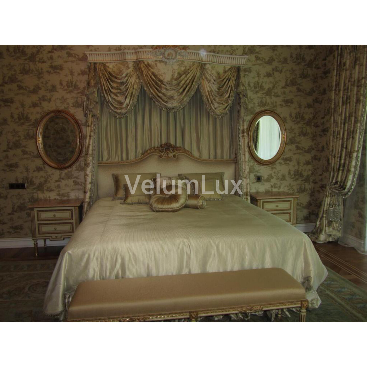 классик спальня, спальни, спальня в стиле ампир, классические шторы в спальню, спальный гарнитур каралефсксы штора