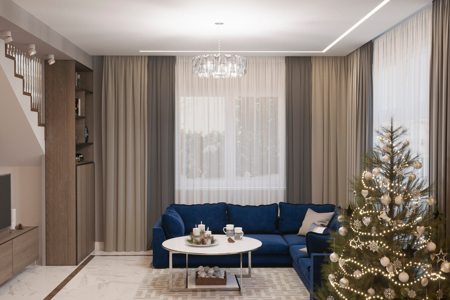 дизайн квартир, интерьер, шторы во всю стену, гостиная, комната