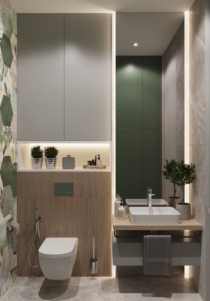 туалет в современном стиле, ванная комната, серая стильная ванная, туалет и ванная в одном стиле раздельные, туалетная комната