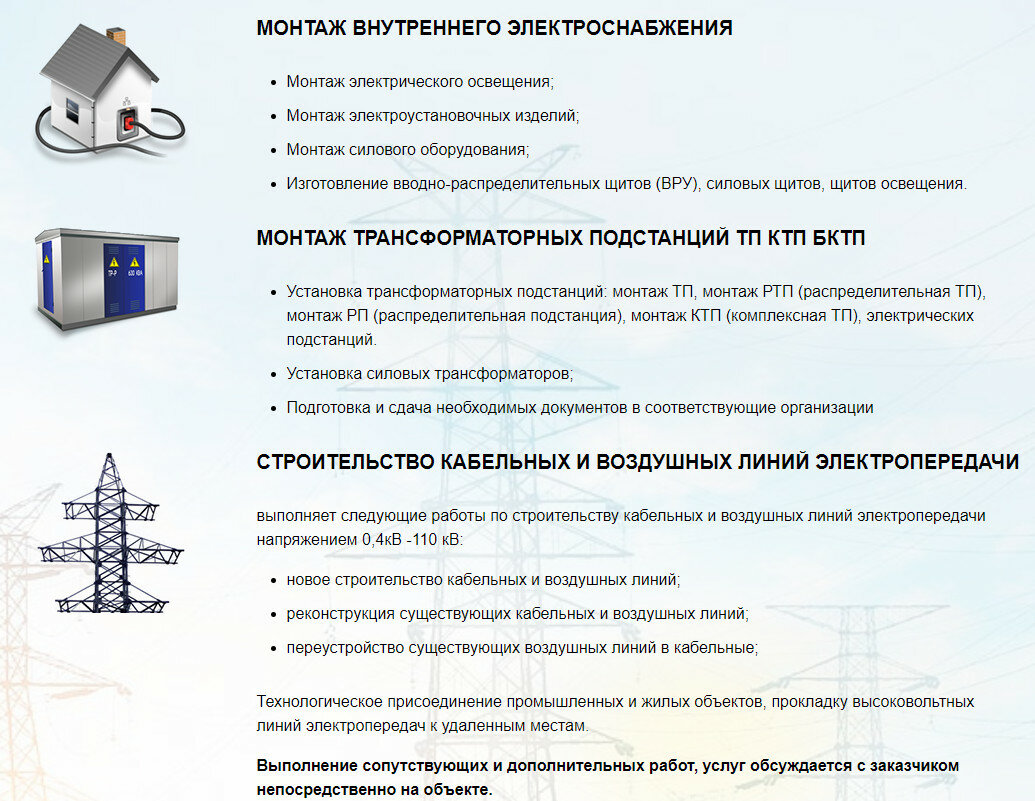 технологическое присоединение к электрическим сетям, организация учета электроэнергии, учет электроэнергии, электромонтажные работы, услуги электрика