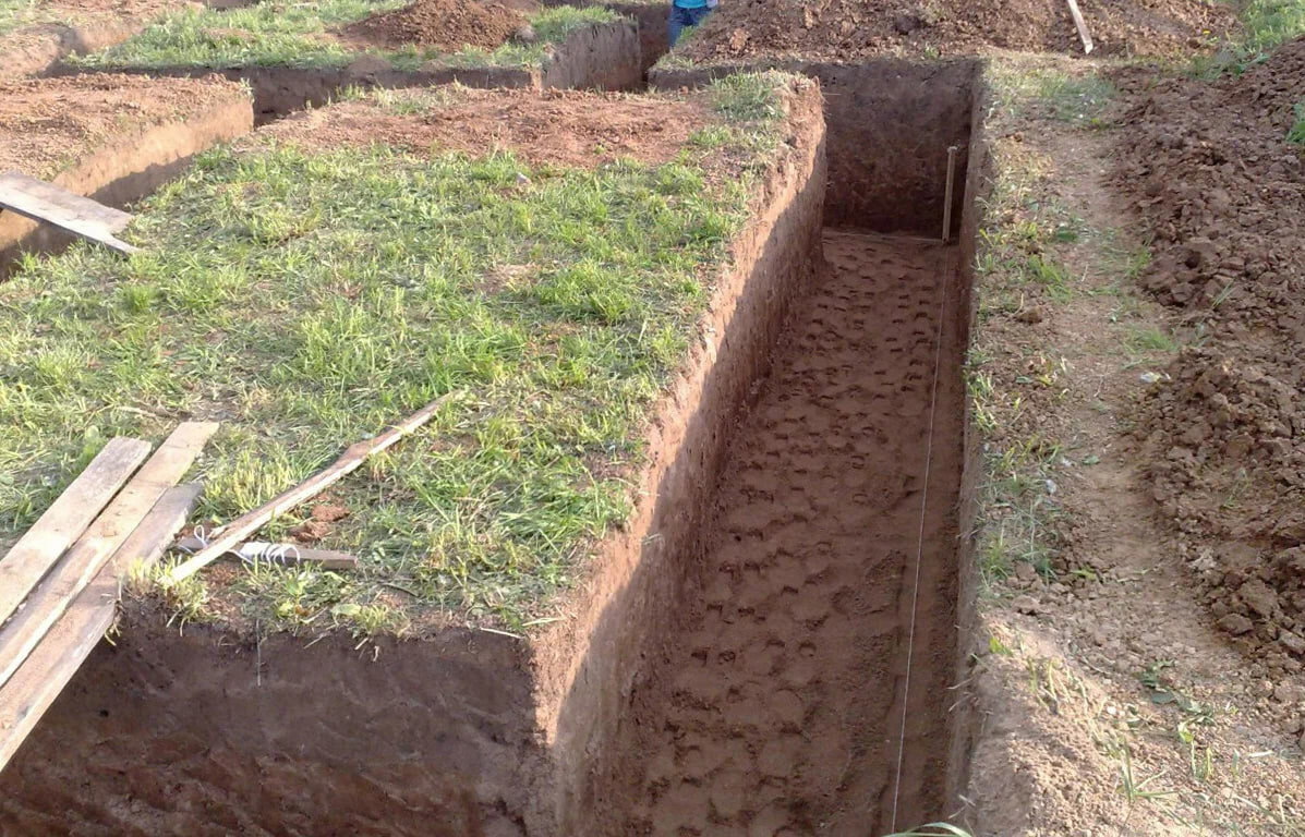 траншея под фундамент 1200мм, копка траншеи под фундамент, траншея под ленточный фундамент, траншея для ленточного фундамента, копка траншеи