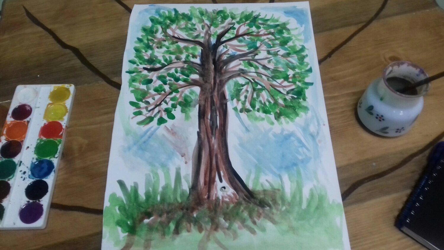 рисуем дерево, дерево гуашью, рисование чудо дерево, рисунок, дерево рисунок