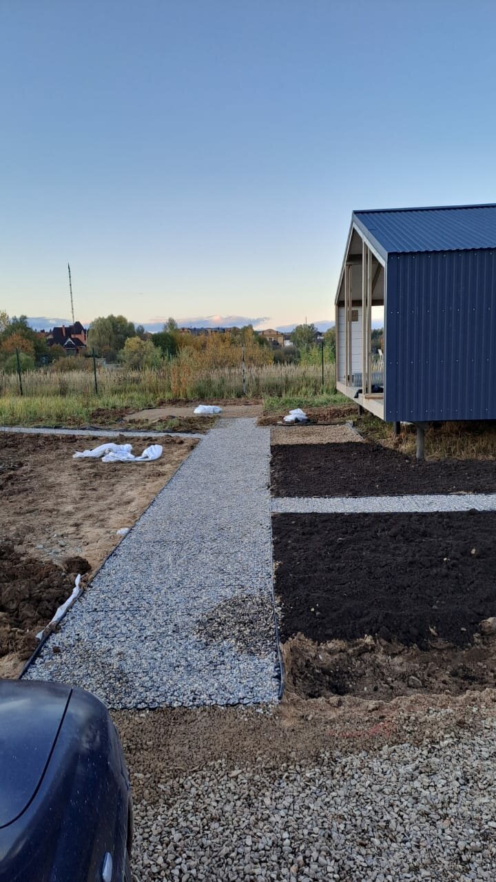 щебень, парковка из щебня на даче, отсыпка, отсыпка участка, парковка из щебня