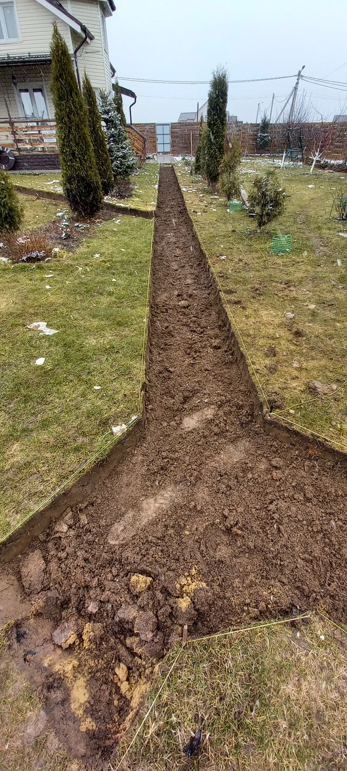 траншея, дренаж участка, копка траншеи, дренажная канава, траншея под фундамент