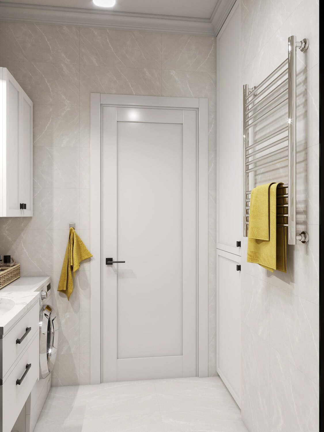 белая дверь в санузел, белая дверь в ванную, дизайн интерьера, современный интерьер, современный интерьер ванной
