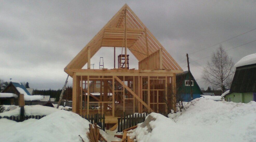 крыша в каркасном доме, каркасный дом, строим каркасный дом, строительство каркасных домов, каркас дома